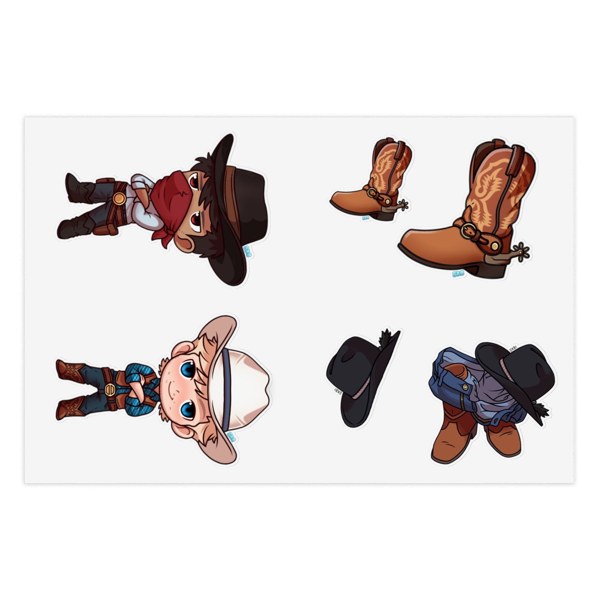 CHIBI COWBOYS STICKER SHEET 2