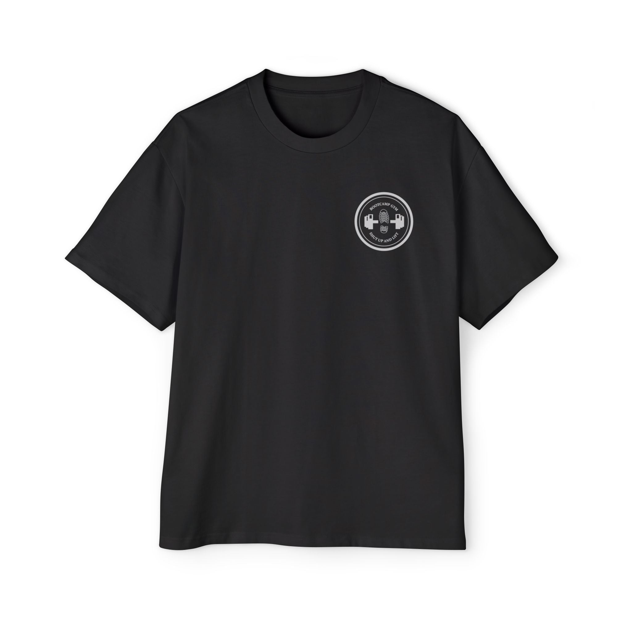 Minimalist Fitness Logo Tee — Men's Oversized Black Shirt