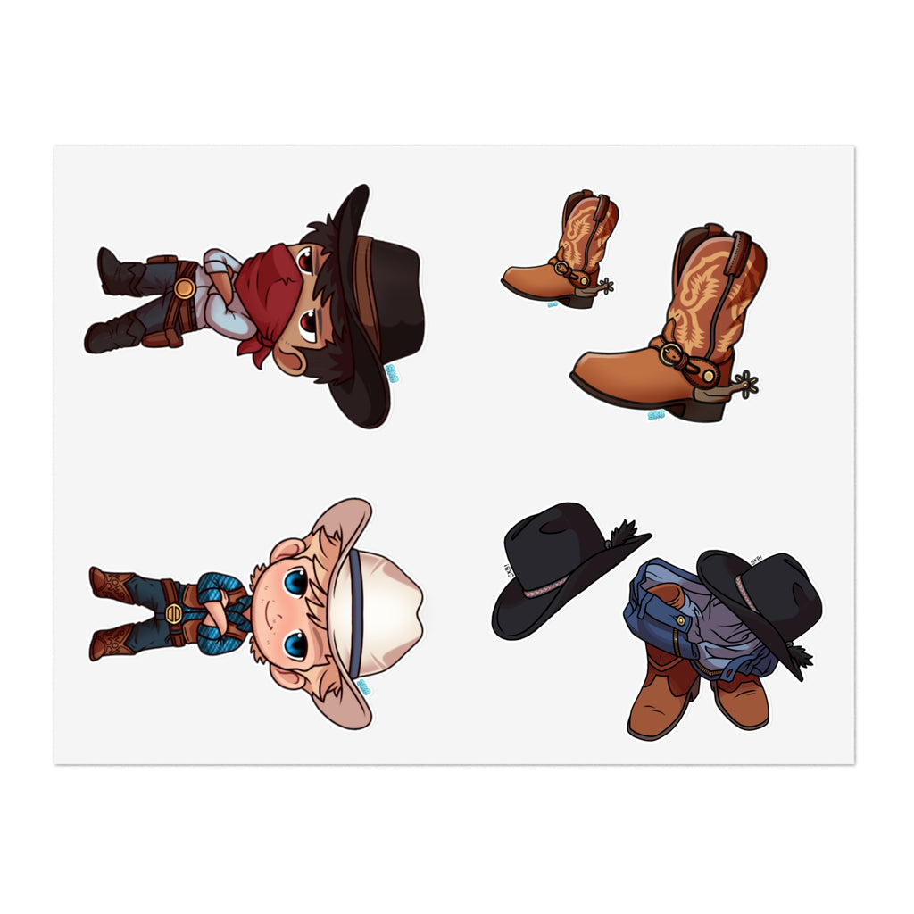 CHIBI COWBOYS STICKER SHEET 2