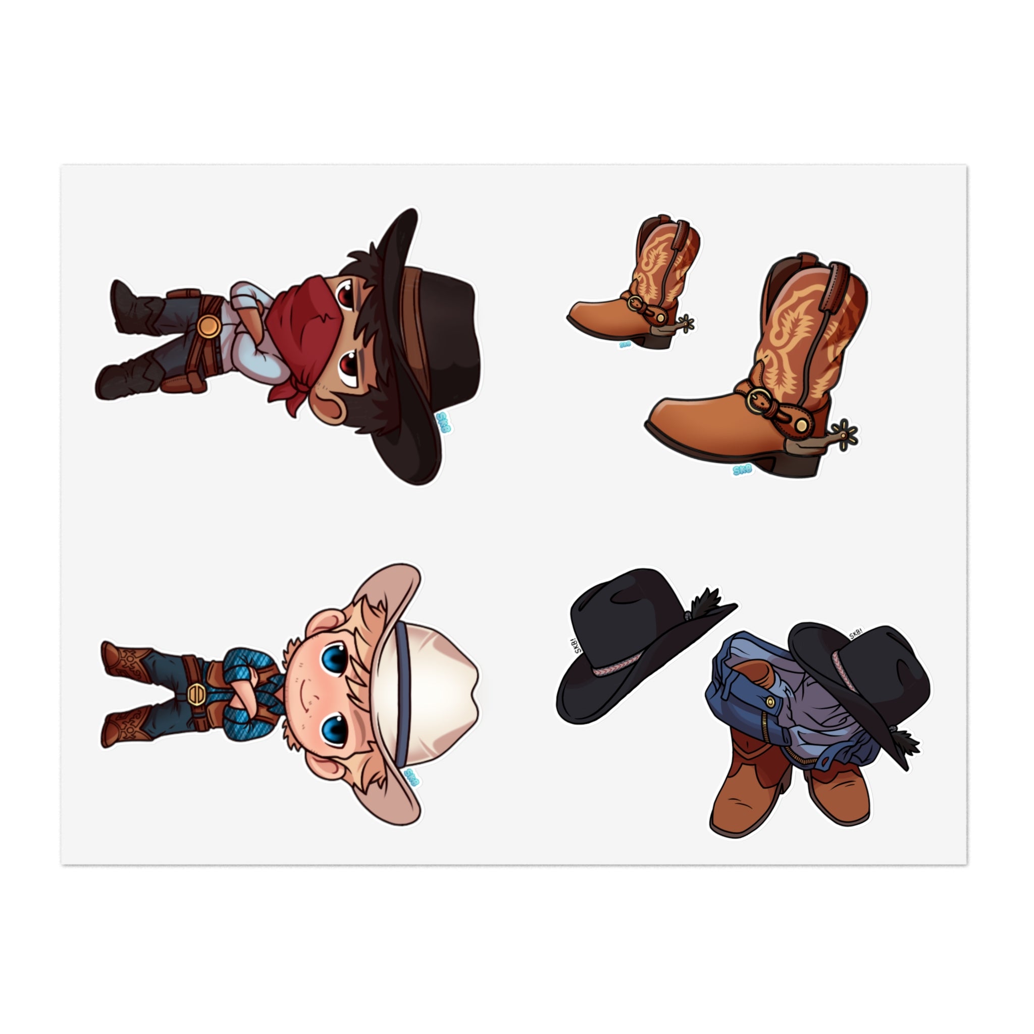 CHIBI COWBOYS STICKER SHEET 2